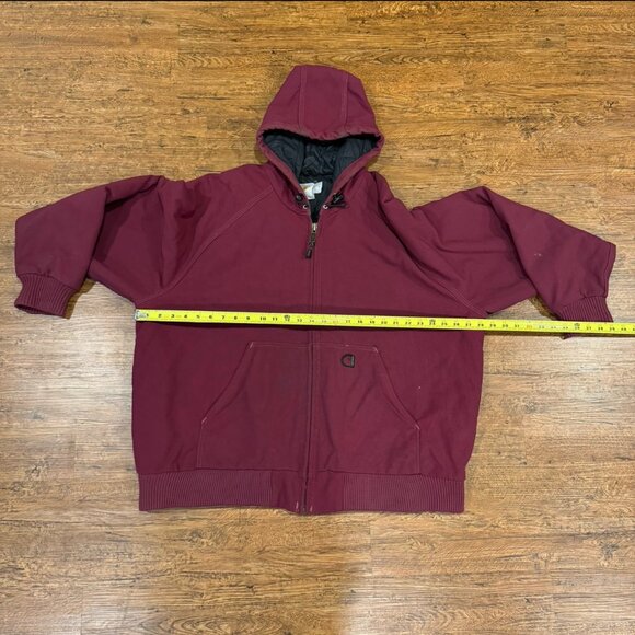 Vintage Carhartt Burgundy TAC J69 Active Canvas Hooded Full Zip Jacket Men's 2XL - Picture 10 of 11